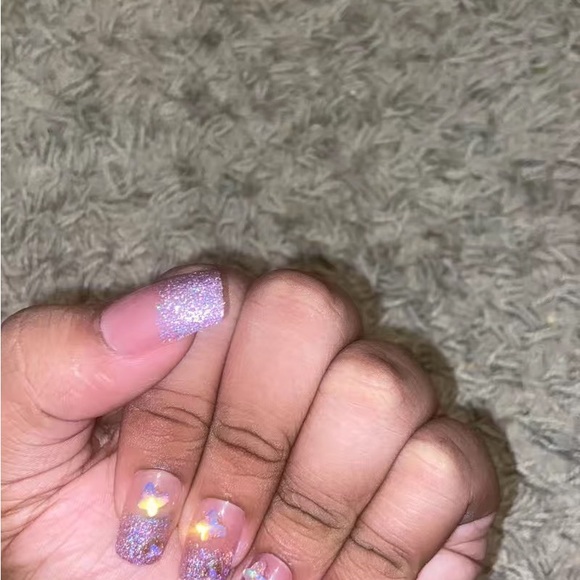 LAST CHANCE🦋 Lilac Glitter Ombre Butterfly Mediu Press On Nails - Picture 6 of 6